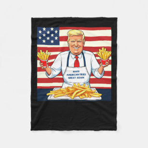 Trump Serving Mcdonalds Fries Fleece Blanket
