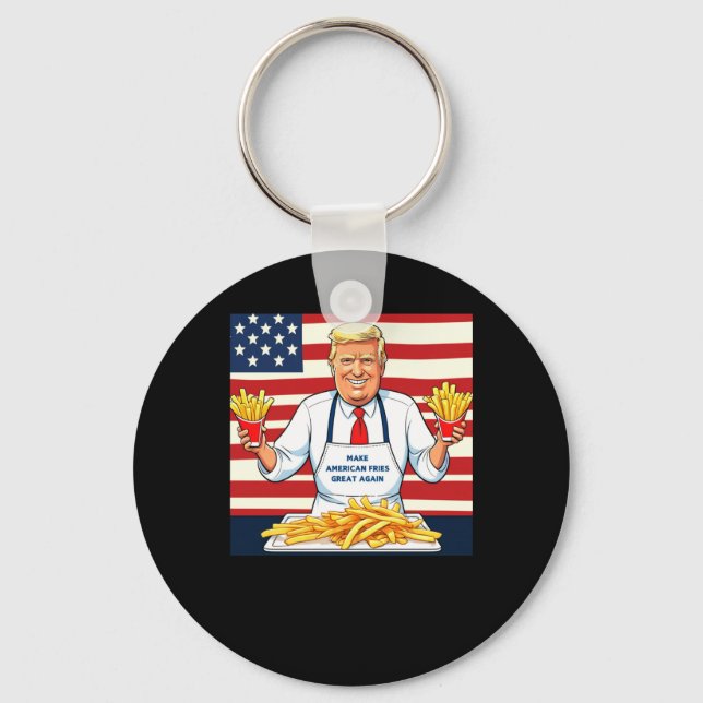 Trump Serving Mcdonalds Fries  Key Ring (Front)