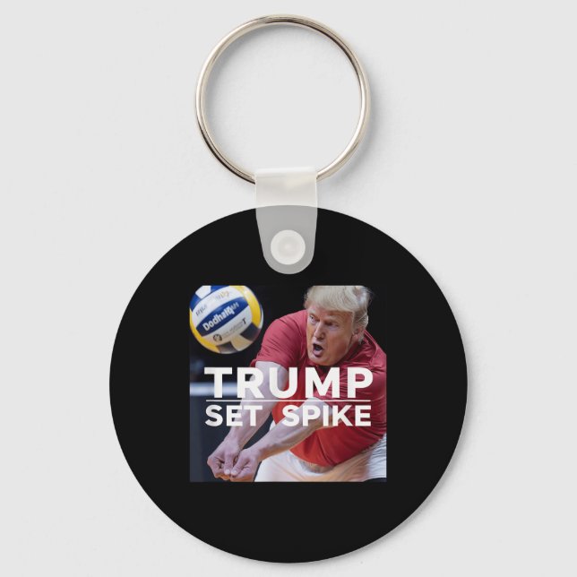 Trump Set Spike Funny Political Volleyball Player  Key Ring (Front)