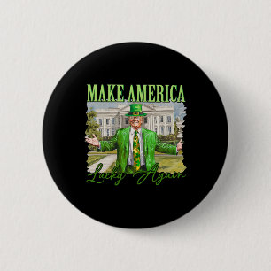 Trump Shamrock Make America Lucky Again St Patrick 6 Cm Round Badge