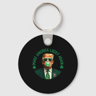 Trump Shamrock Make America Lucky Again St Patrick Key Ring
