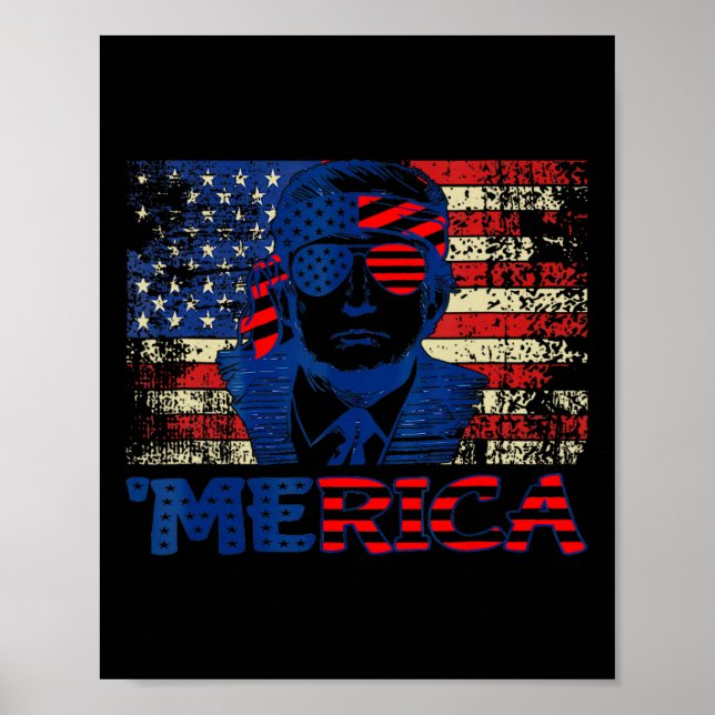 Trump Shirts Fourth 4th Of July Trump American Fla Poster (Front)