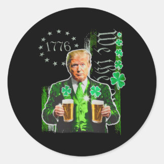 Trump St Patrick Day We The People Us Flag Shamroc Classic Round Sticker