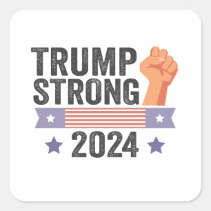 Trump Strong 2024 Patriotic American Flag Election Square Sticker