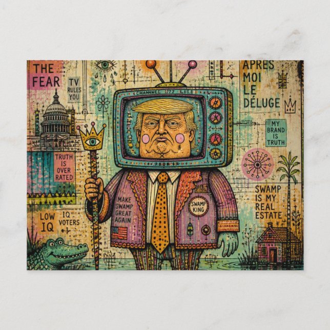 Trump Swamp Reality Mixed Media Postcard (Front)