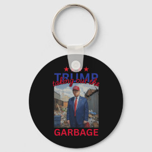 Trump Taking Out The Garbyge 2024 Funny Trump  Key Ring