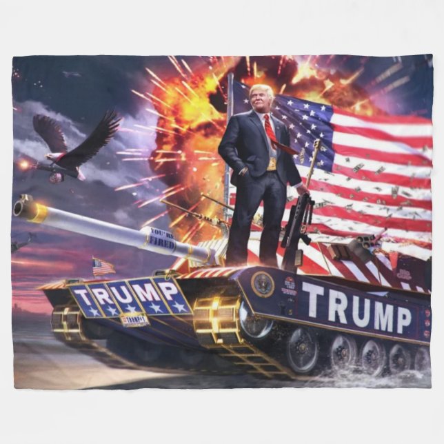 TRUMP TANK FLEECE BLANKET (Front (Horizontal))