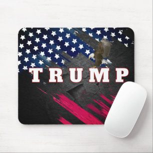 Trump Text On USA Flag with Bald Eagle  Mouse Pad