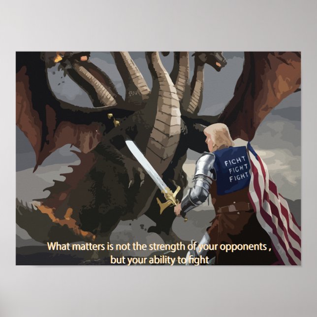 Trump the Knight Battling the Hydra Poster (Front)