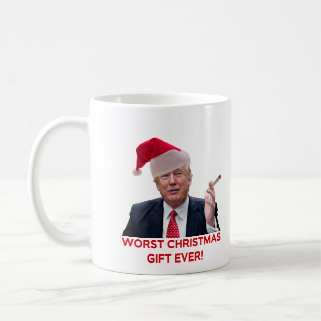 Trump, the worst Christmas gift ever! Coffee Mug (Left)