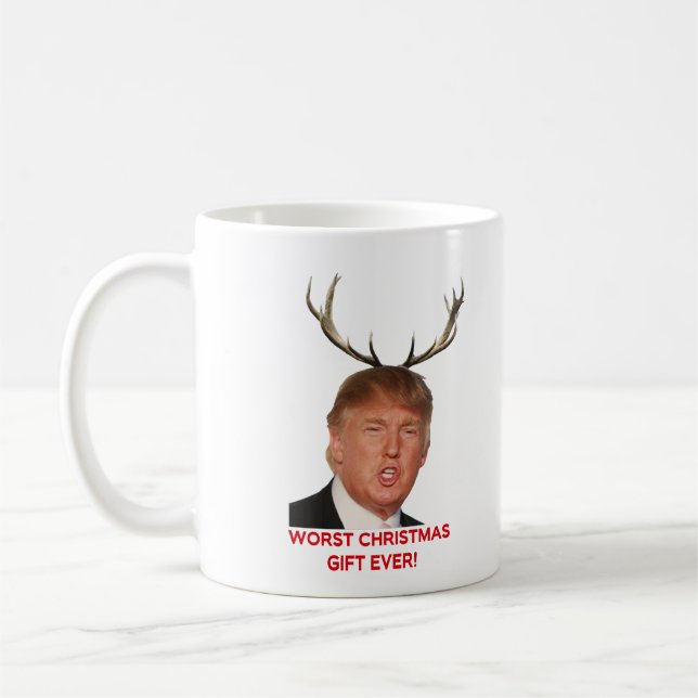 Trump, the worst Christmas gift ever! Coffee Mug (Left)
