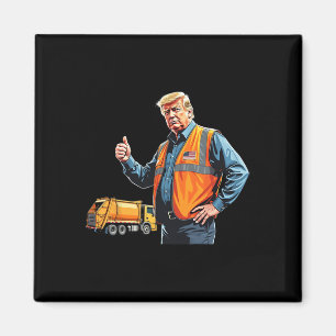 Trump Thumbs Up Garbyge Truck Worker American Flag Magnet