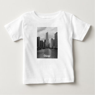 Trump Tower Chicago River Grayscale Baby T-Shirt