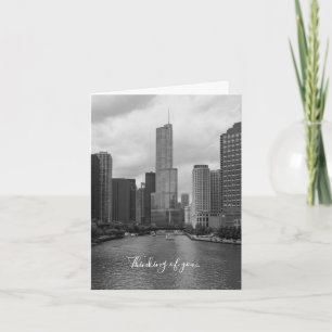 Trump Tower Chicago River Grayscale Thinking Card