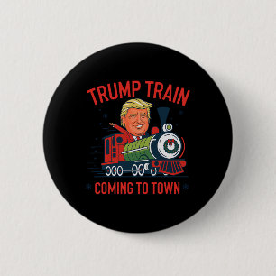 Trump Train Coming To Town Funny Christmas Santa C 6 Cm Round Badge