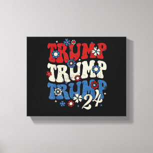 Trump Trump Trump 2024 Retro Canvas Print