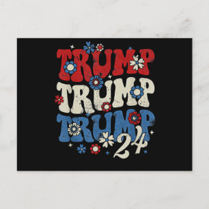 Trump Trump Trump 2024 Retro Holiday Postcard