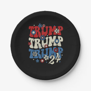 Trump Trump Trump 2024 Retro  Paper Plate