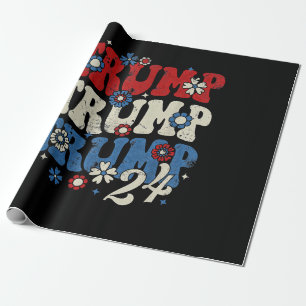 Trump Trump Trump 2024 Retro  Wrapping Paper