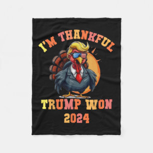 Trump Turkey Funny Meme I'm Thankful Trump Won Tha Fleece Blanket