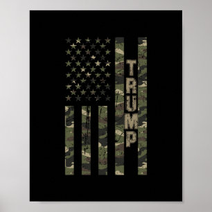 Trump United States Distressed Camo W Us Flag Poster