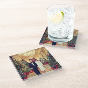 Trump US President White House Christmas Glass Coaster
