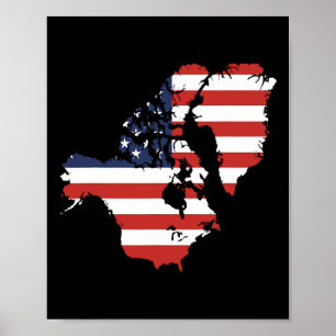 Trump Usa And Canada Greenland Map Funny  Poster