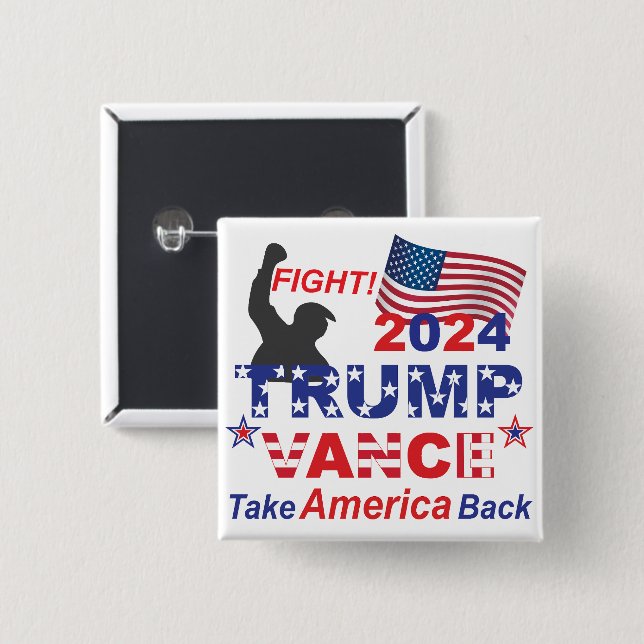 TRUMP VANCE 2024 15 CM SQUARE BADGE (Front & Back)