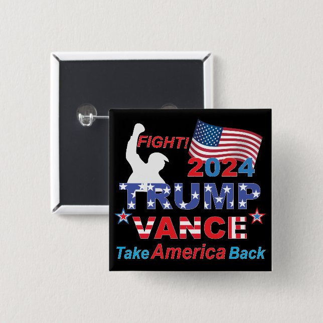 TRUMP VANCE 2024 15 CM SQUARE BADGE (Front & Back)