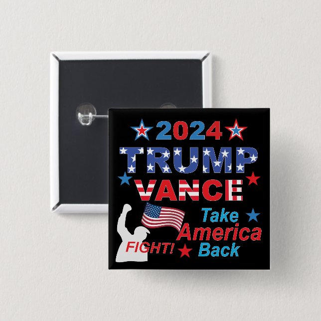 TRUMP VANCE 2024 15 CM SQUARE BADGE (Front & Back)