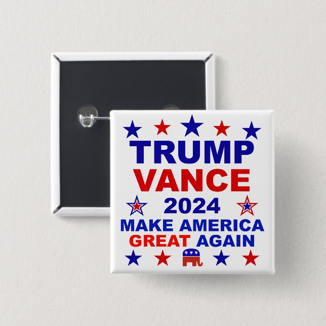 Trump Vance 2024 15 Cm Square Badge (Front & Back)