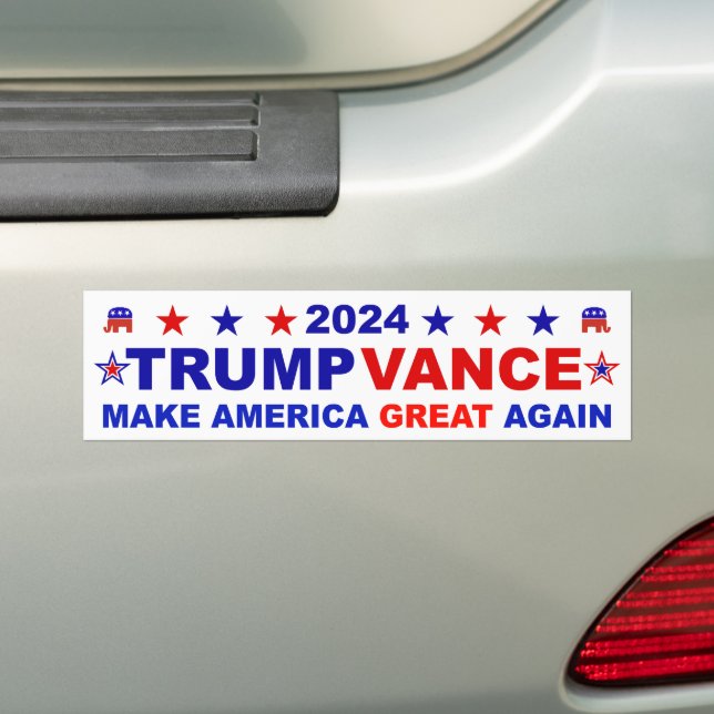 Trump Vance 2024 Bumper Sticker (On Car)