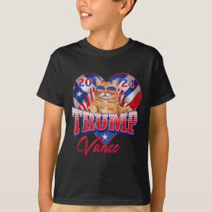Trump Vance 2024 Cat Heart Us Political President T-Shirt