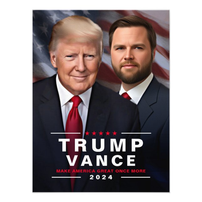 Trump Vance 2024 Collectable Campaign Photo   Print (Front)