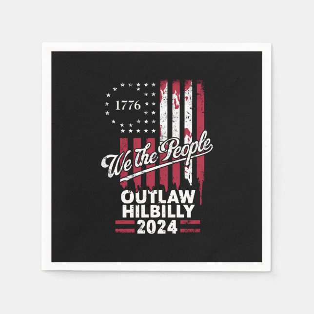 Trump Vance 2024 Donald Trump Outlaw Hillbilly  Napkin (Front)