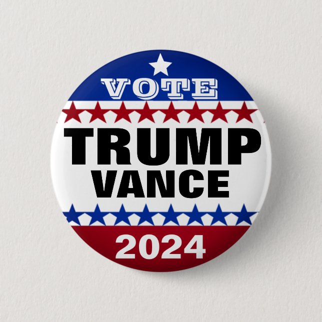 Trump vance 2024 make america great again  6 cm round badge (Front)