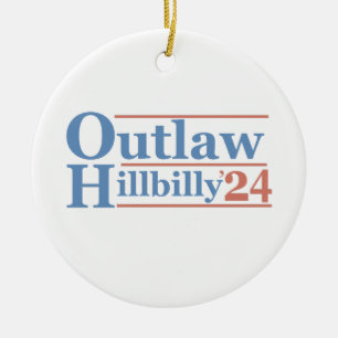 Trump Vance 2024 Outlaw Hillbilly Election Ceramic Tree Decoration