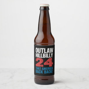 Trump Vance 2024 Outlaw Hillbilly US Flag Vintage Beer Bottle Label