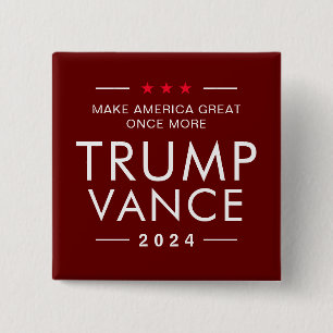 Trump Vance 2024 Political Presidential Campaign  15 Cm Square Badge