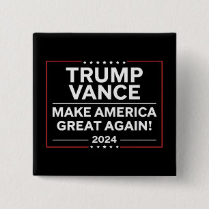 Trump Vance 2024 President JD Vance Vice MAGA 15 Cm Square Badge