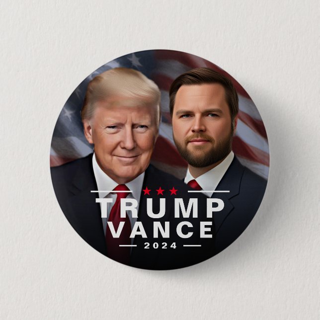 Trump Vance 2024 Republican President VP 6 Cm Round Badge (Front)