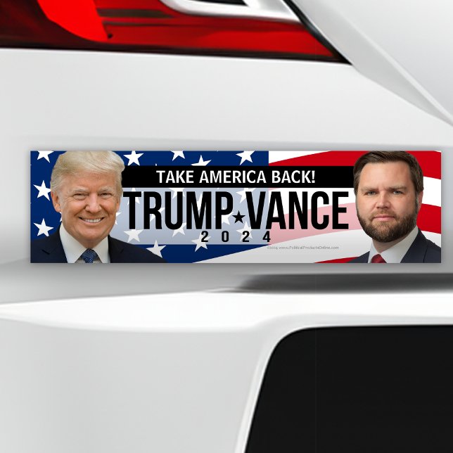 Trump Vance 2024 Take America Back Quote Photo Bumper Sticker (take america back trump vance 2024 bumper sticker car decal)