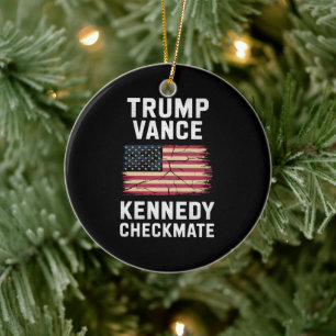 Trump Vance 2024 Trump Vance Kennedy Checkmate Ceramic Tree Decoration