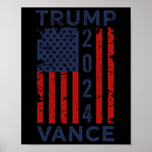 Trump Vance 2024 Us Flag - Election President 2024 Poster