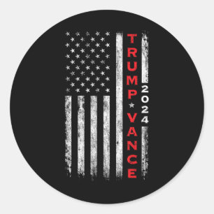 Trump Vance 2024 Vintage Subdued Vertical Flag Classic Round Sticker