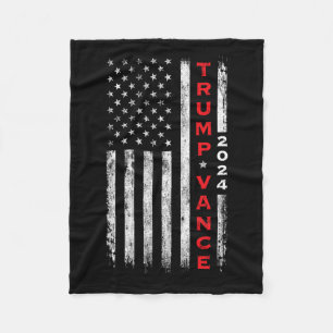 Trump Vance 2024 Vintage Subdued Vertical Flag  Fleece Blanket
