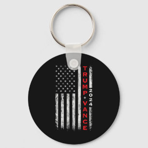 Trump Vance 2024 Vintage Subdued Vertical Flag  Key Ring