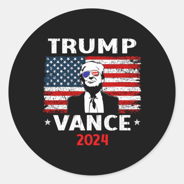 Trump Vance 2024 Vp Vice President Usa Flag  Classic Round Sticker (Front)