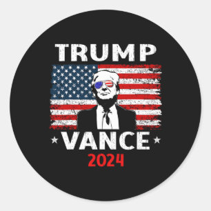 Trump Vance 2024 Vp Vice President Usa Flag  Classic Round Sticker