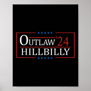 Trump Vance 24 Outlaw Hillbilly Us Flag Vintage  Poster